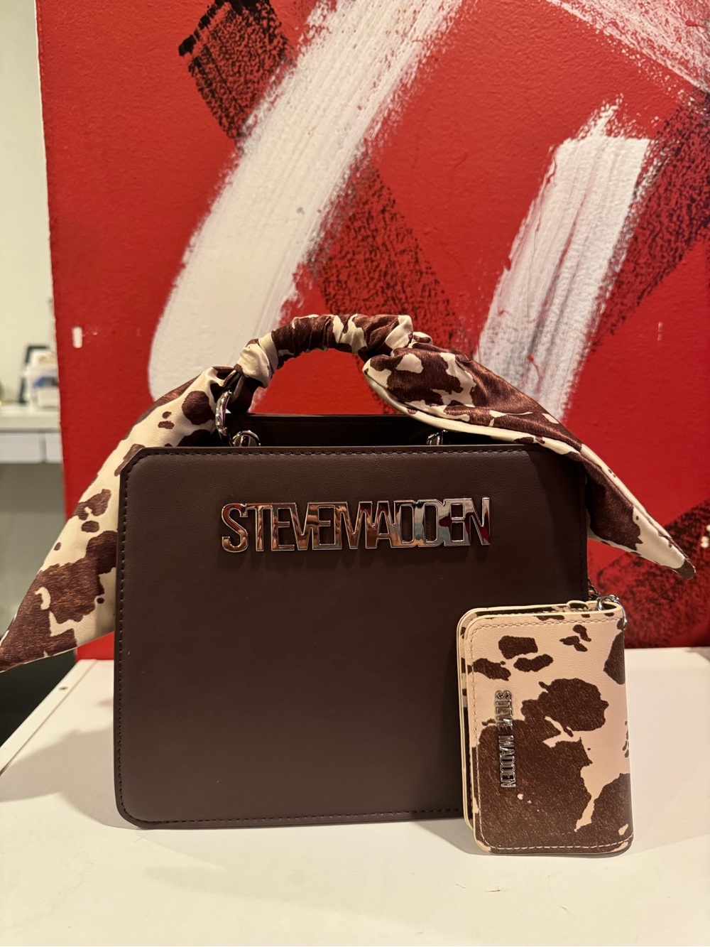 Steve Madden Evelyn cowprint bag